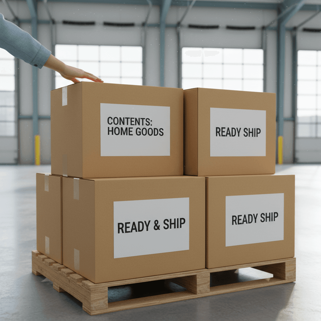 Labeled boxes ready for shipping
