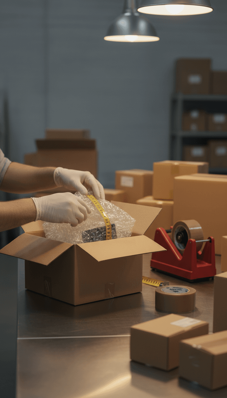Worker packing an order at a fulfillment station