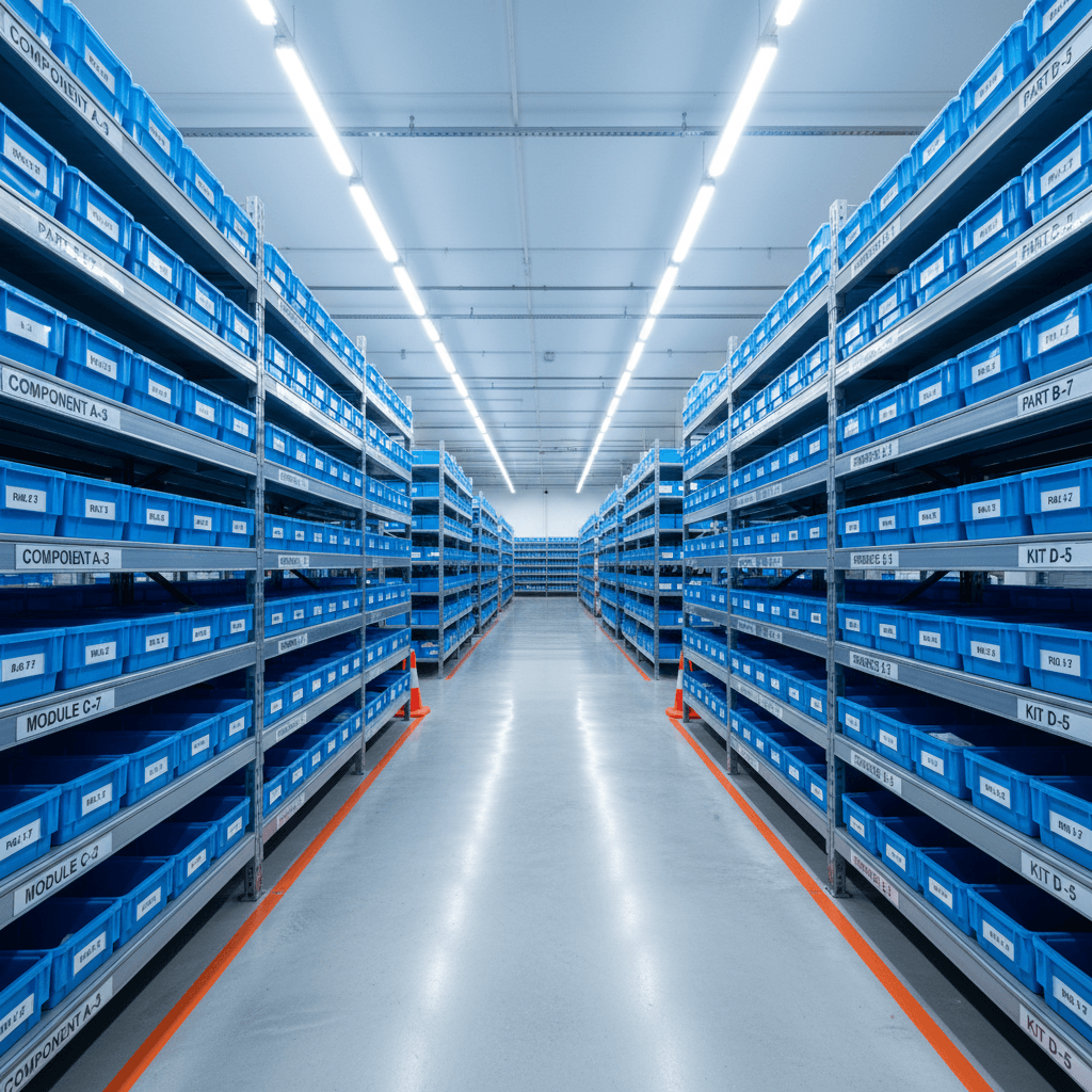 Organized shelving in a fulfillment center