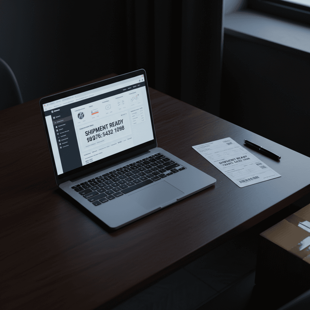 E-commerce order dashboard on a laptop